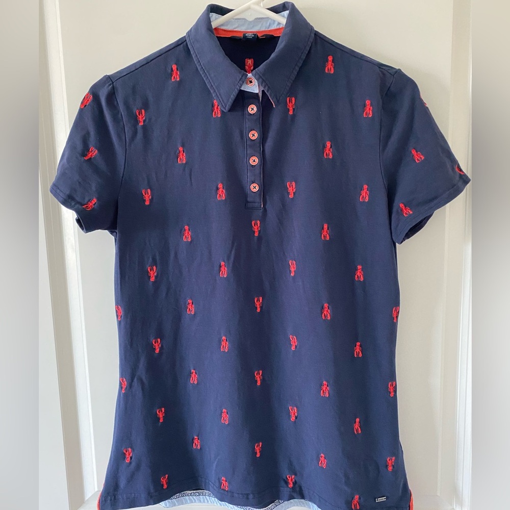 Tommy Hilfiger Navy Polo With Red Embroidered Lobsters